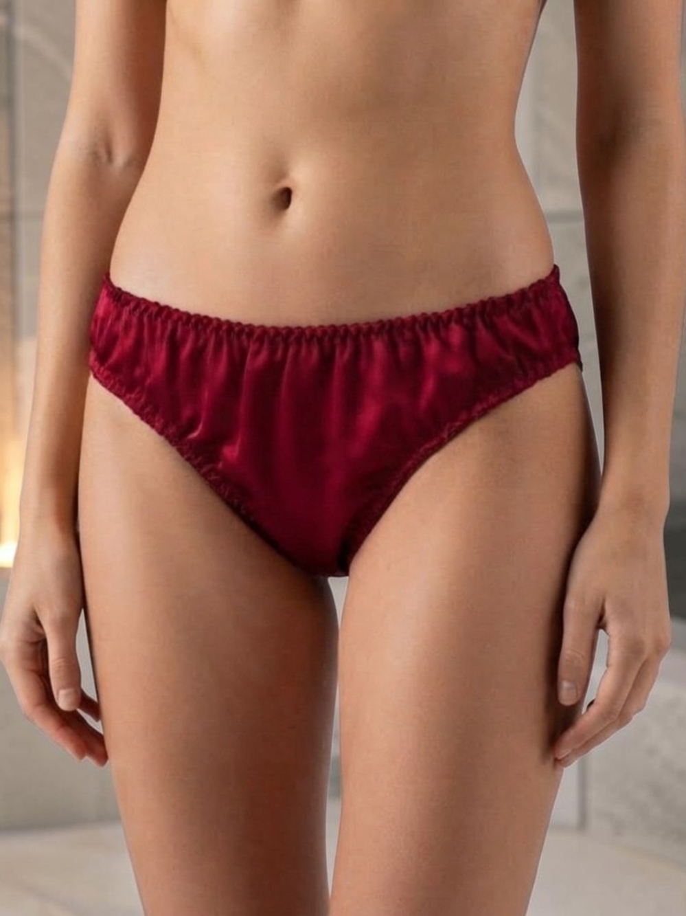 Silk-Feel Red Women's Bikini Briefs